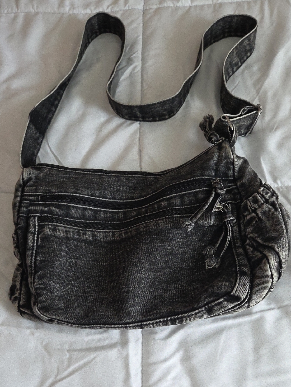 Casual Washed Black Crossbody Bag - Versatile Everyday Shoulder Bag